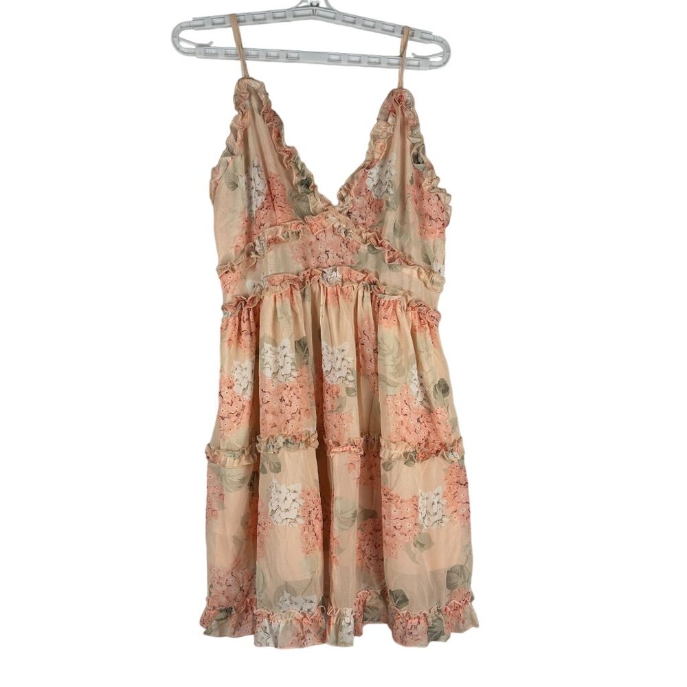 Chicme Floral Ruffled Spaghetti Strap Dress Size XL Polyester Blend